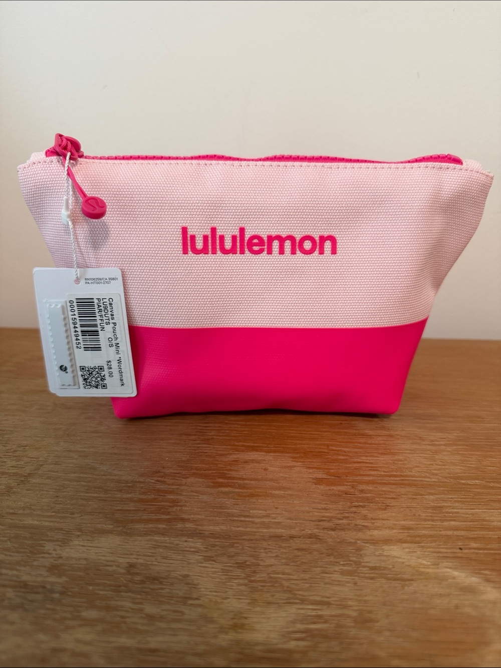 Lululemon Wherever You Go Pink Mini Canvas Cosmetic Pouch